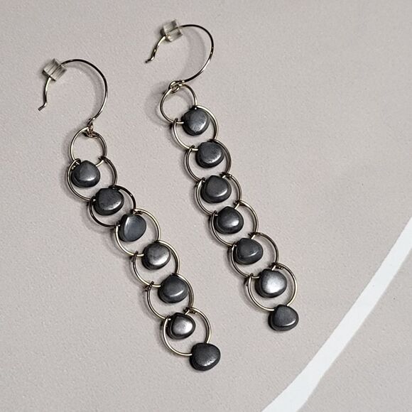 Vintage 12KT Gold Fill and Pewter drop earrings - Picture 1 of 6